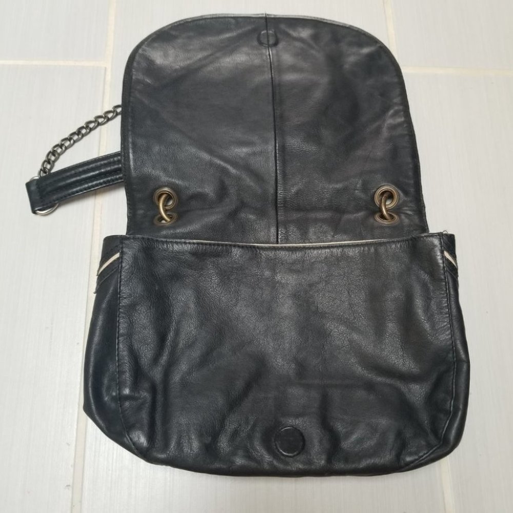 House of Harlow 1960 Boho Black Cream Leather Crossbody Bag - Picture 6 of 11